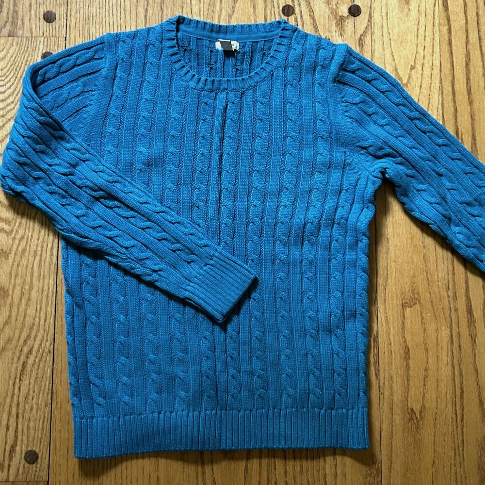 Women's L.L.Bean Cable Knit Sweater--Teal, Size M